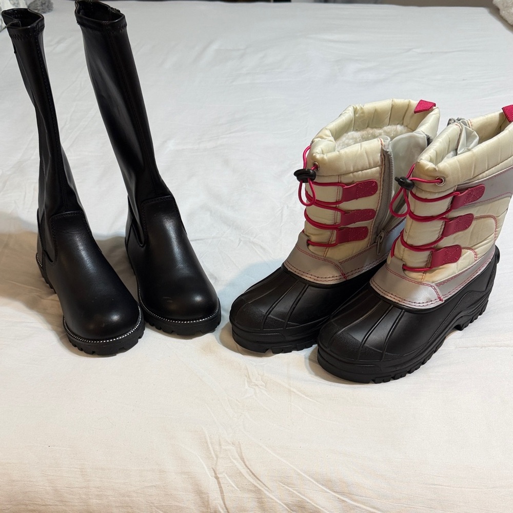 Two Size 2 Girls Boots. Never worn. 1 missing tag.  Smudge as shown